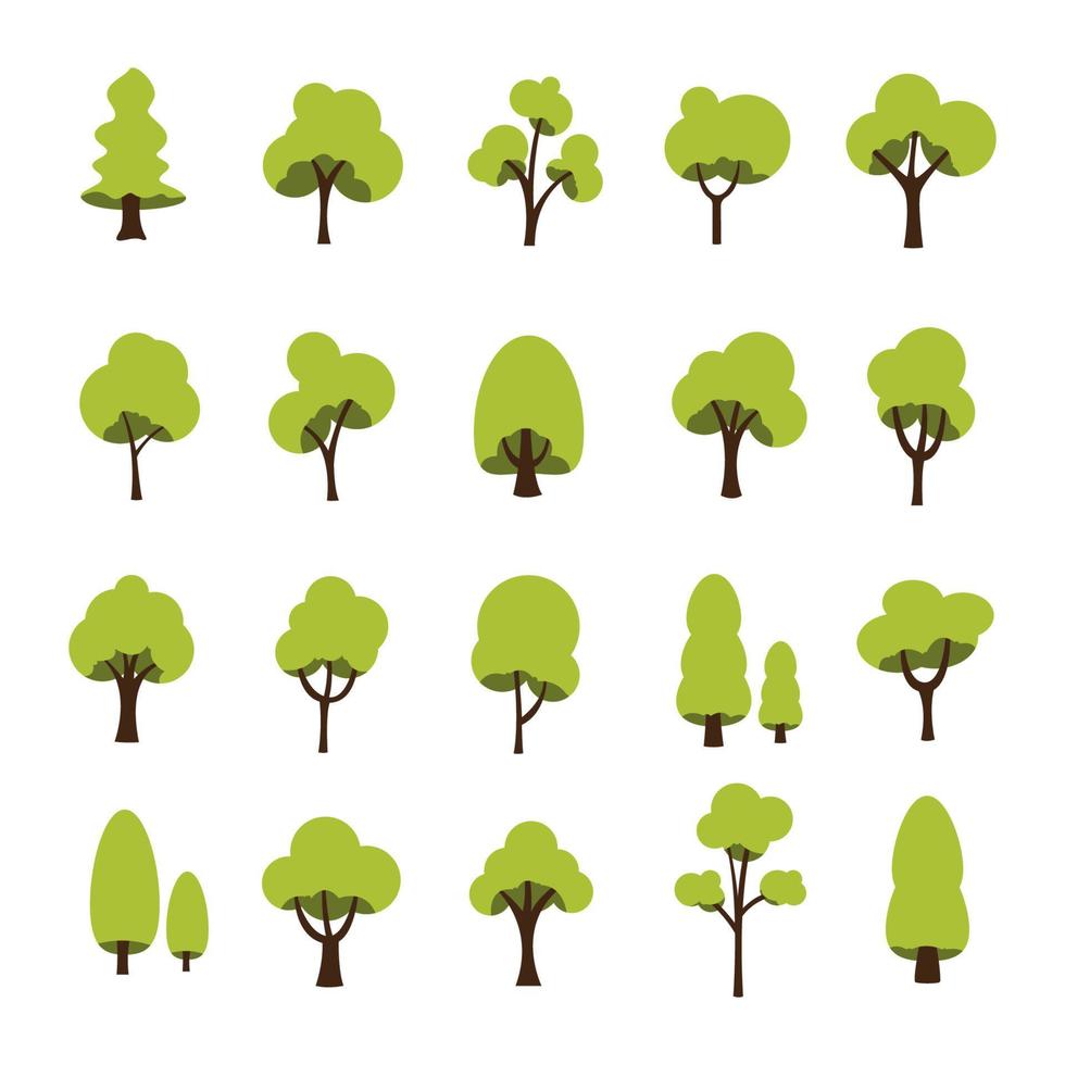 Collection of trees. tree set isolated on white background. vector illustration.