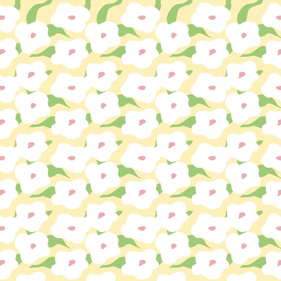 seamless pattern with minimal flower yellow background. vector