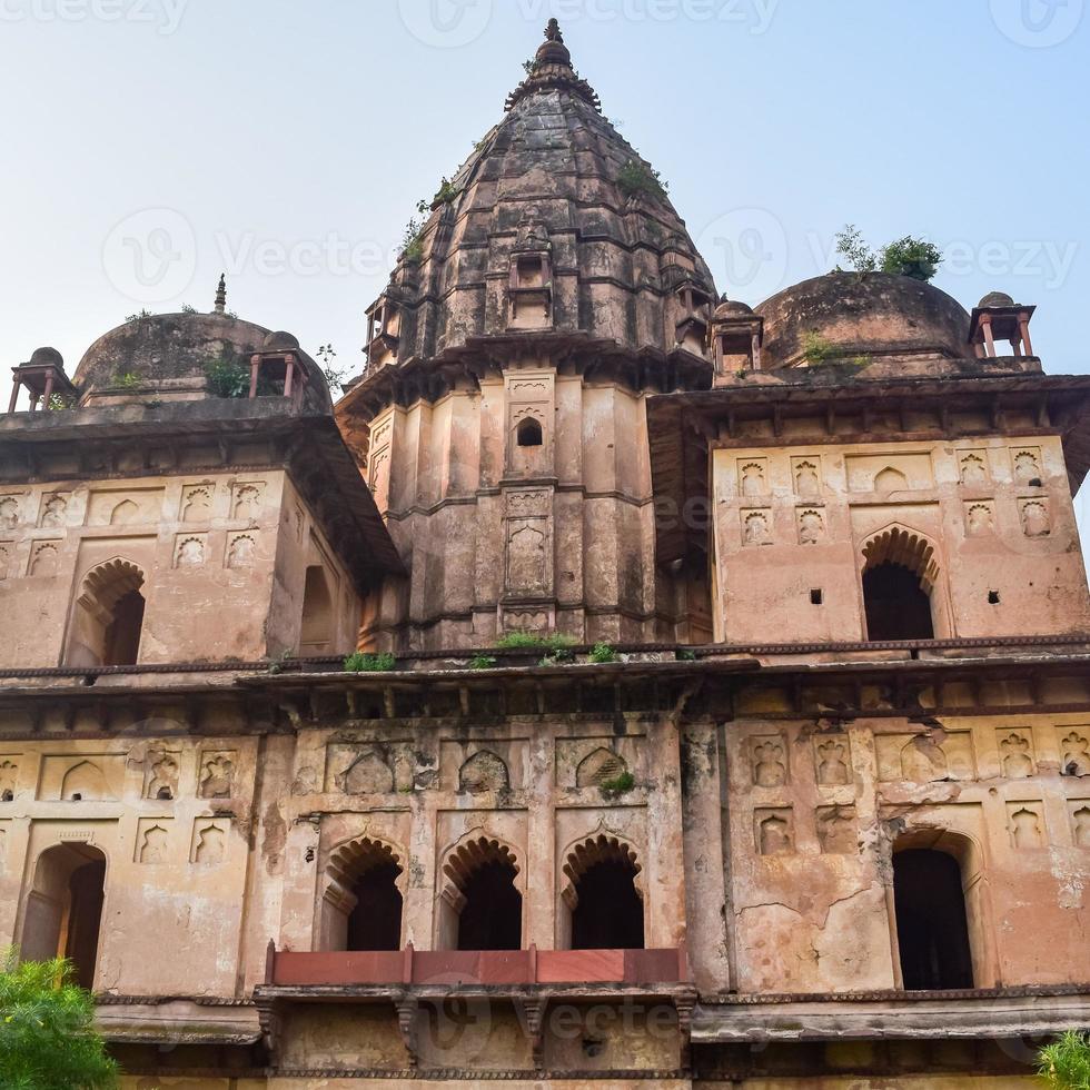 Morning View of Royal Cenotaphs Chhatris of Orchha, Madhya Pradesh, India, Orchha the lost city of India, Indian archaeological sites photo