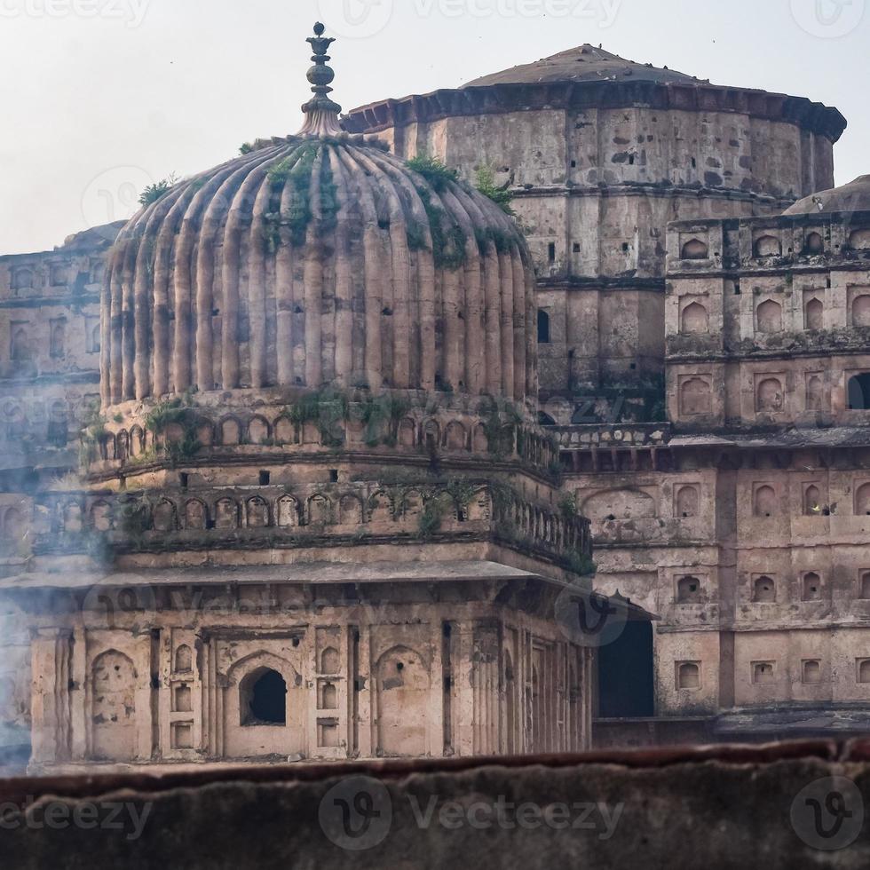 Morning View of Royal Cenotaphs Chhatris of Orchha, Madhya Pradesh, India, Orchha the lost city of India, Indian archaeological sites photo