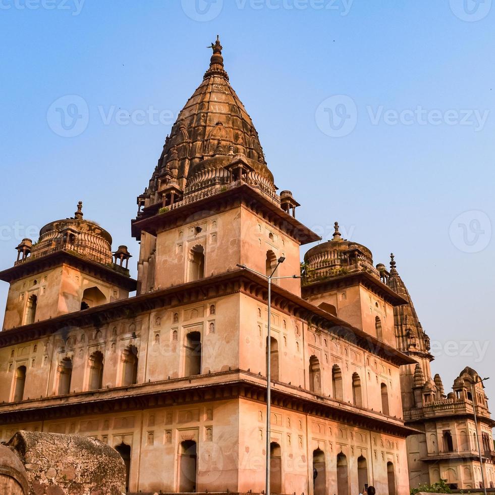 Morning View of Royal Cenotaphs Chhatris of Orchha, Madhya Pradesh, India, Orchha the lost city of India, Indian archaeological sites photo