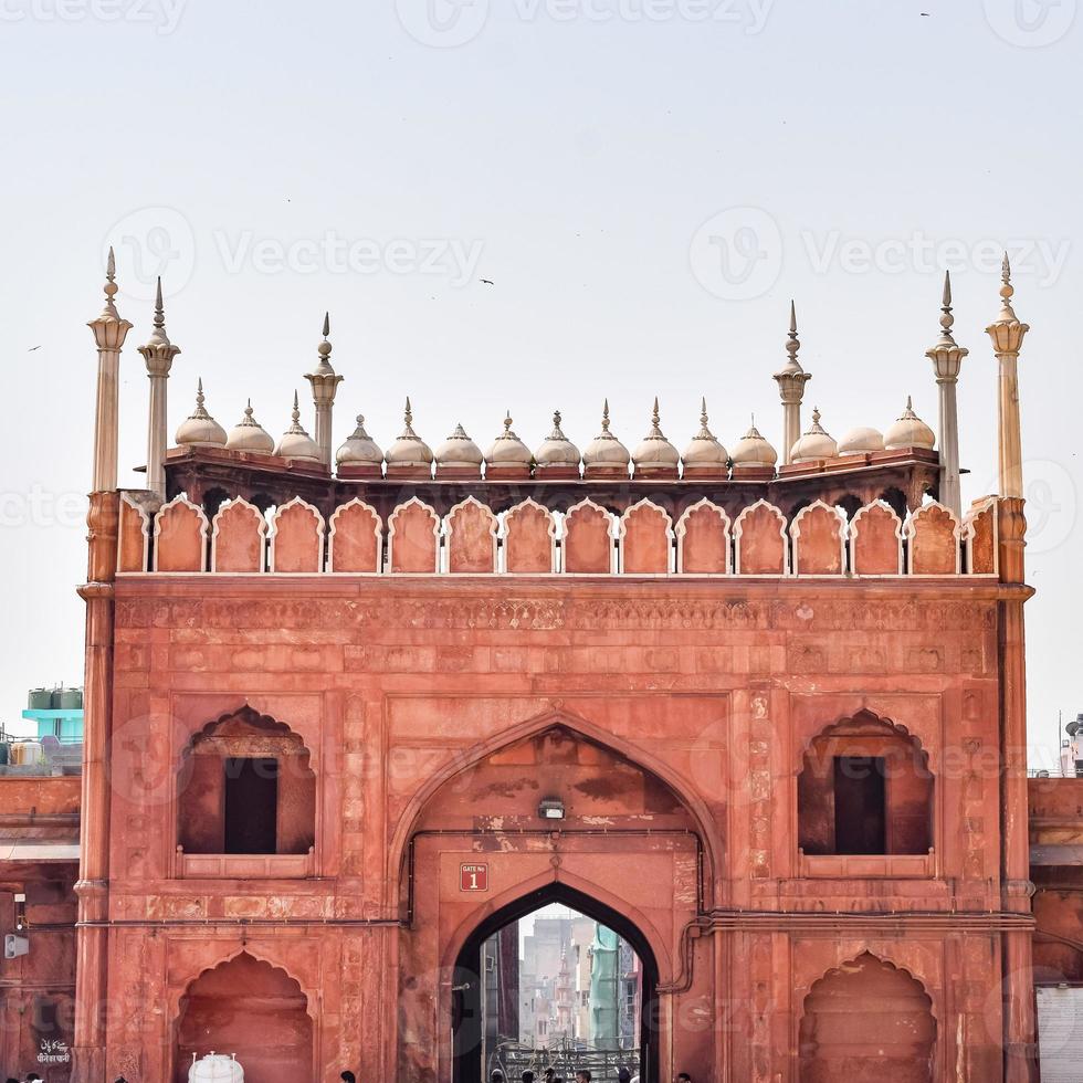 Architectural detail of Jama Masjid Mosque, Old Delhi, India, The spectacular architecture of the Great Friday Mosque Jama Masjid in Delhi 6 during Ramzan season, the most important Mosque in India photo