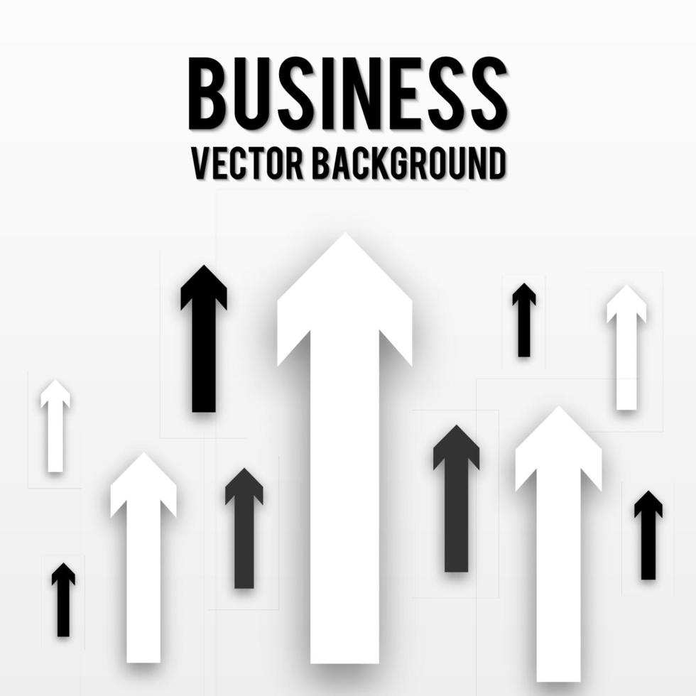 Black and white arrows with shadow  isolated on white background.  Business concept. Paper effect.  Easy to edit design template. vector