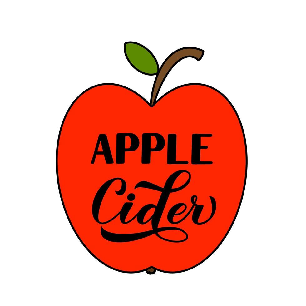 Apple Cider calligraphy lettering label. Vector template for typography poster, banner, flyer, sticker, t-shirt, logo design, etc
