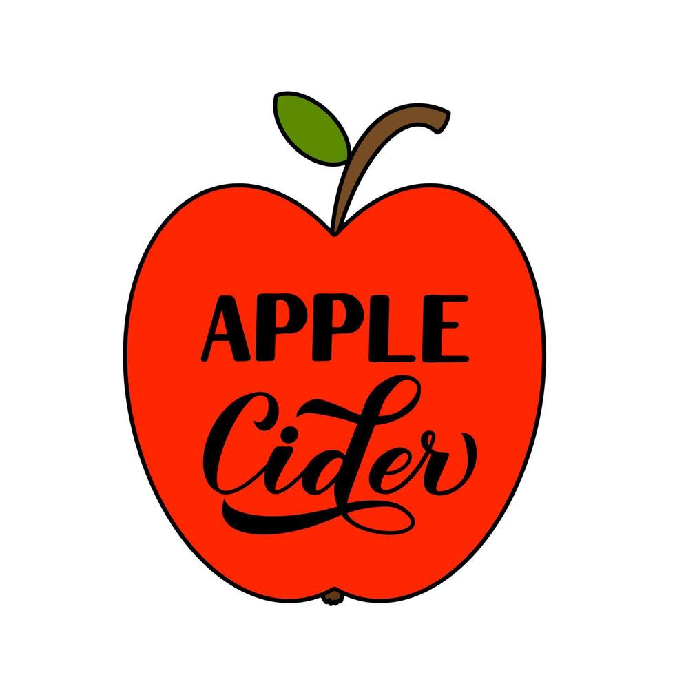 etiqueta de letras de caligrafía de sidra de manzana. plantilla vectorial para afiches tipográficos, pancartas, volantes, adhesivos, camisetas, diseño de logotipos, etc. vector