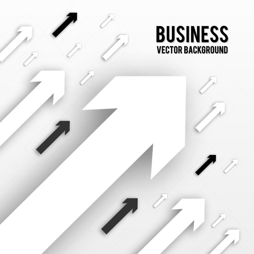 Black and white arrows with shadow  isolated on white background.  Business analytic, success strategy concept. Paper effect.  Easy to edit design template for your projes. vector