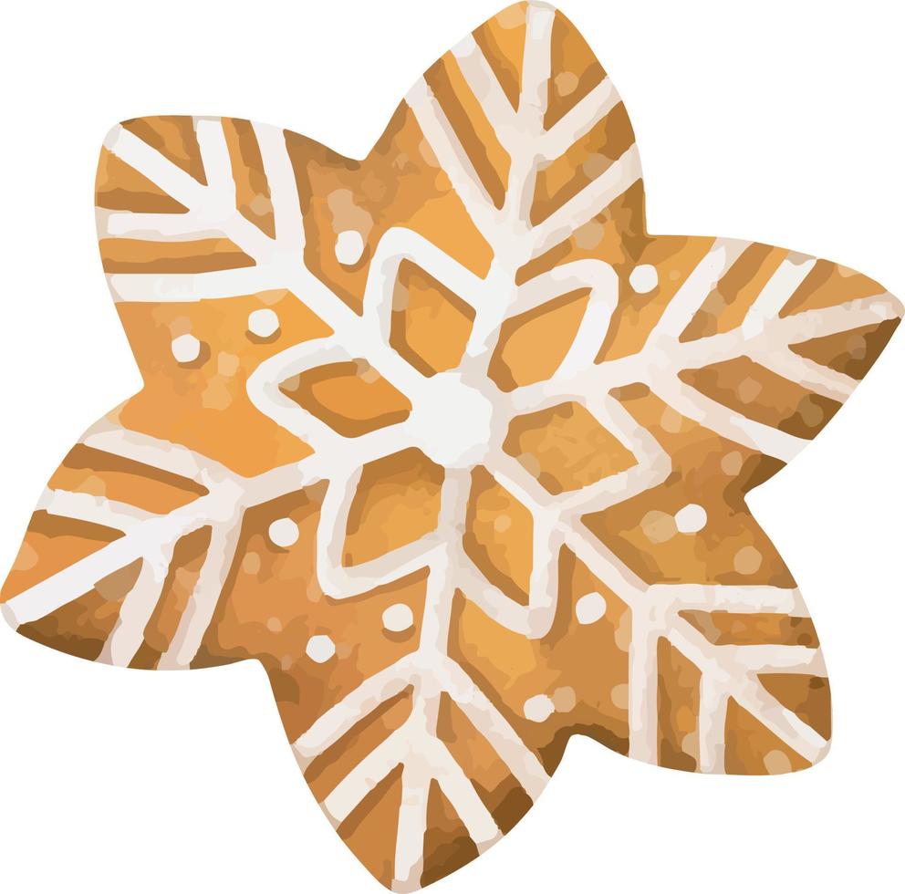 Watercolor christmas star made of cookies. Hand drawn watercolor gingerbread cookies isolated on white background. vector