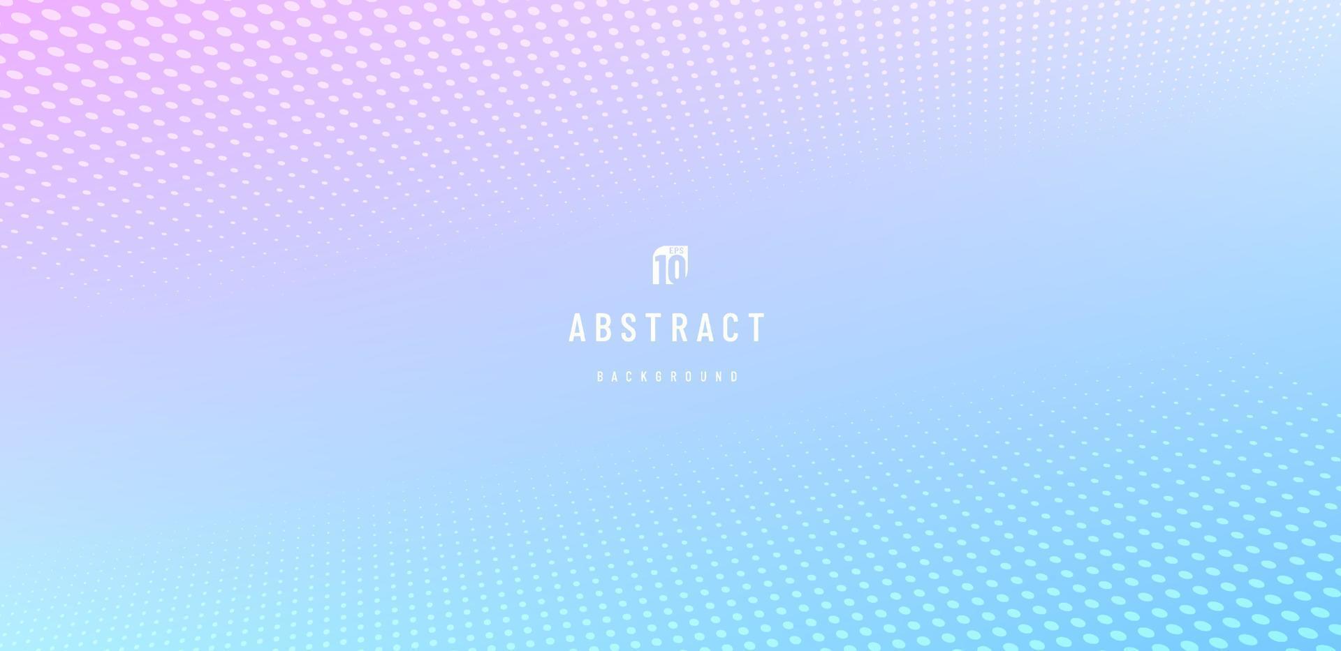 Abstract pattern dots halftone perspective on soft gradient pink and blue hologram color background. Simple flat pastel design with copy space. Minimal and modern banner design. Vector illustration