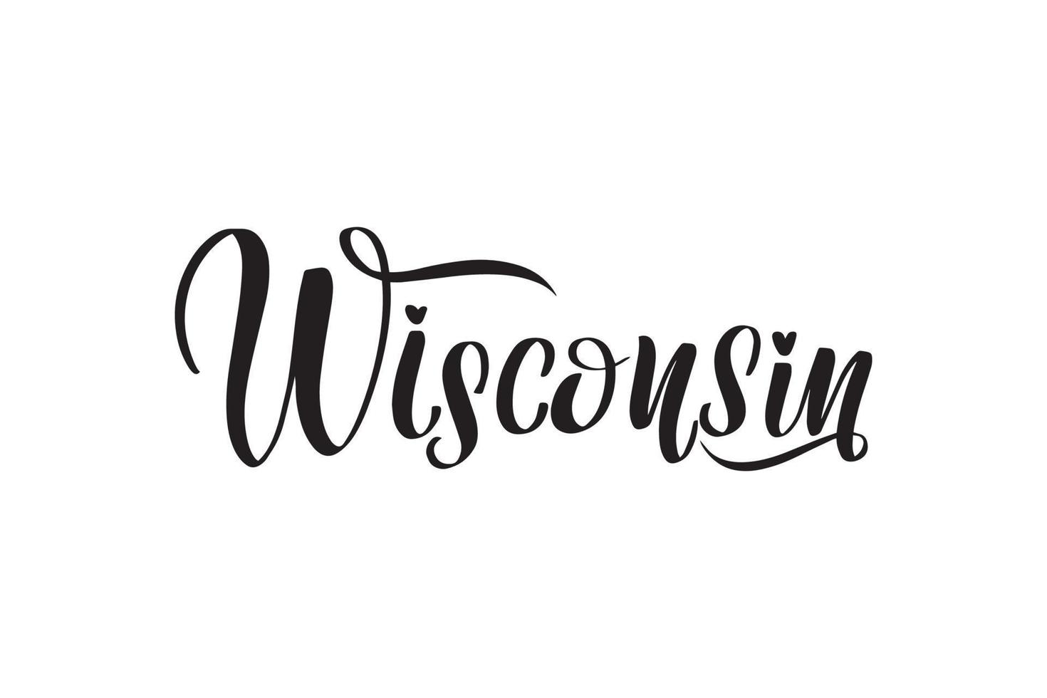 pincel inspirador escrito a mano con letras wisconsin. ilustración de caligrafía vectorial aislada sobre fondo blanco. tipografía para pancartas, insignias, postales, camisetas, impresiones, carteles. vector