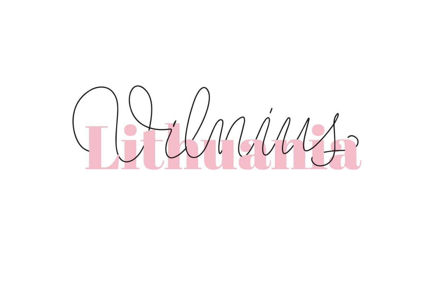 Inspirational handwritten brush lettering Lithuania Vilnius. Vector calligraphy illustration isolated on white background. Typography for banners, badges, postcard, tshirt, prints, posters.