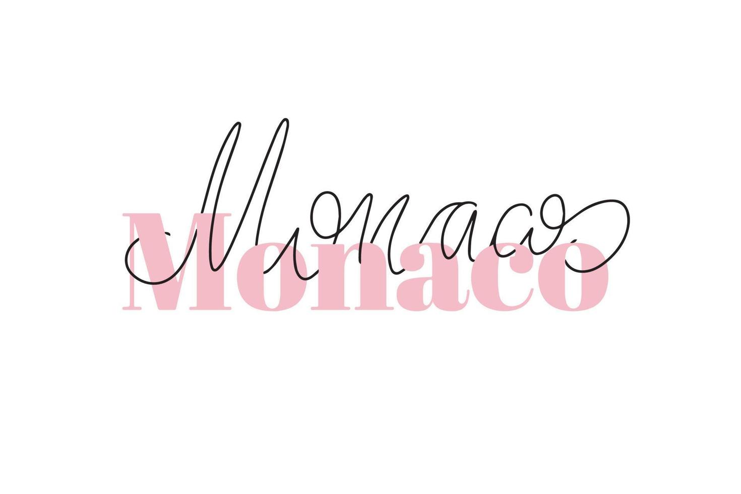 Inspirational handwritten brush lettering Monaco. Vector calligraphy illustration isolated on white background. Typography for banners, badges, postcard, tshirt, prints, posters.