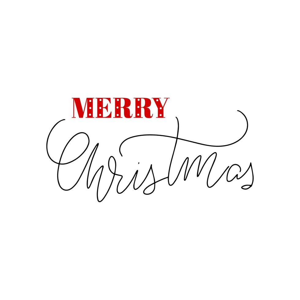 Inspirational handwritten brush lettering Merry Christmas. Vector calligraphy illustration isolated on white background. Typography for banners, badges, postcard, tshirt, prints, posters.