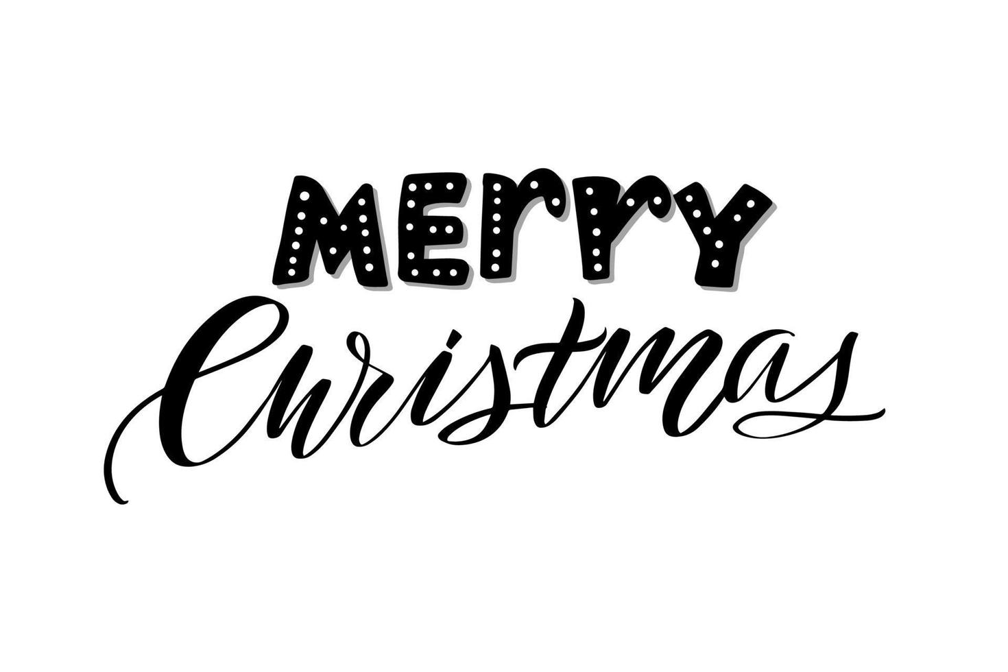 Inspirational handwritten brush lettering merry Christmas. Vector calligraphy illustration isolated on white background. Typography for banners, badges, postcard, tshirt, prints, posters.