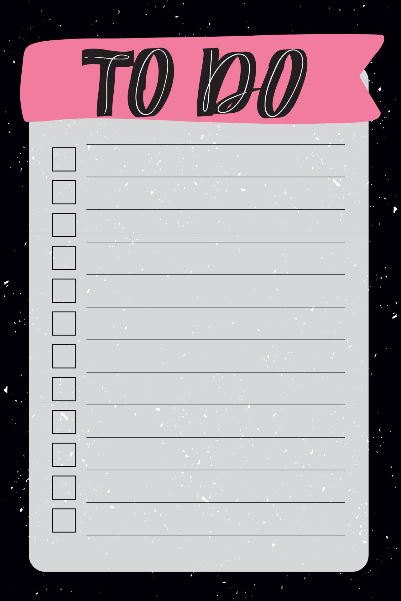To do list with black background and trendy lettering. Space style