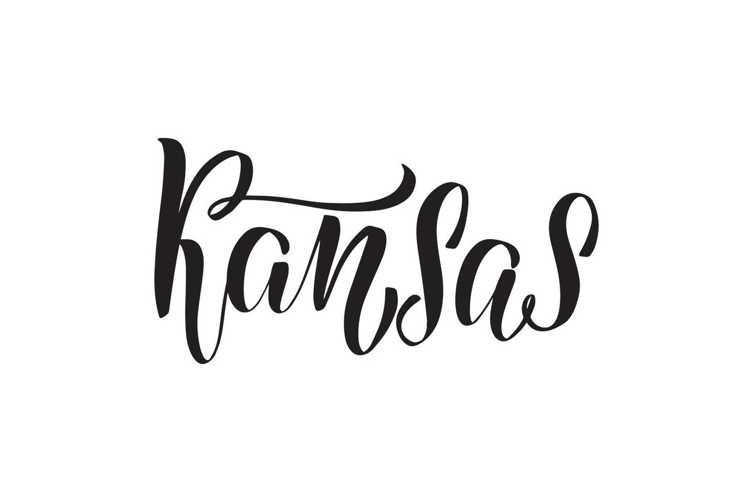 pincel inspirador escrito a mano con letras kansas. ilustración de caligrafía vectorial aislada sobre fondo blanco. tipografía para pancartas, insignias, postales, camisetas, impresiones, carteles. vector