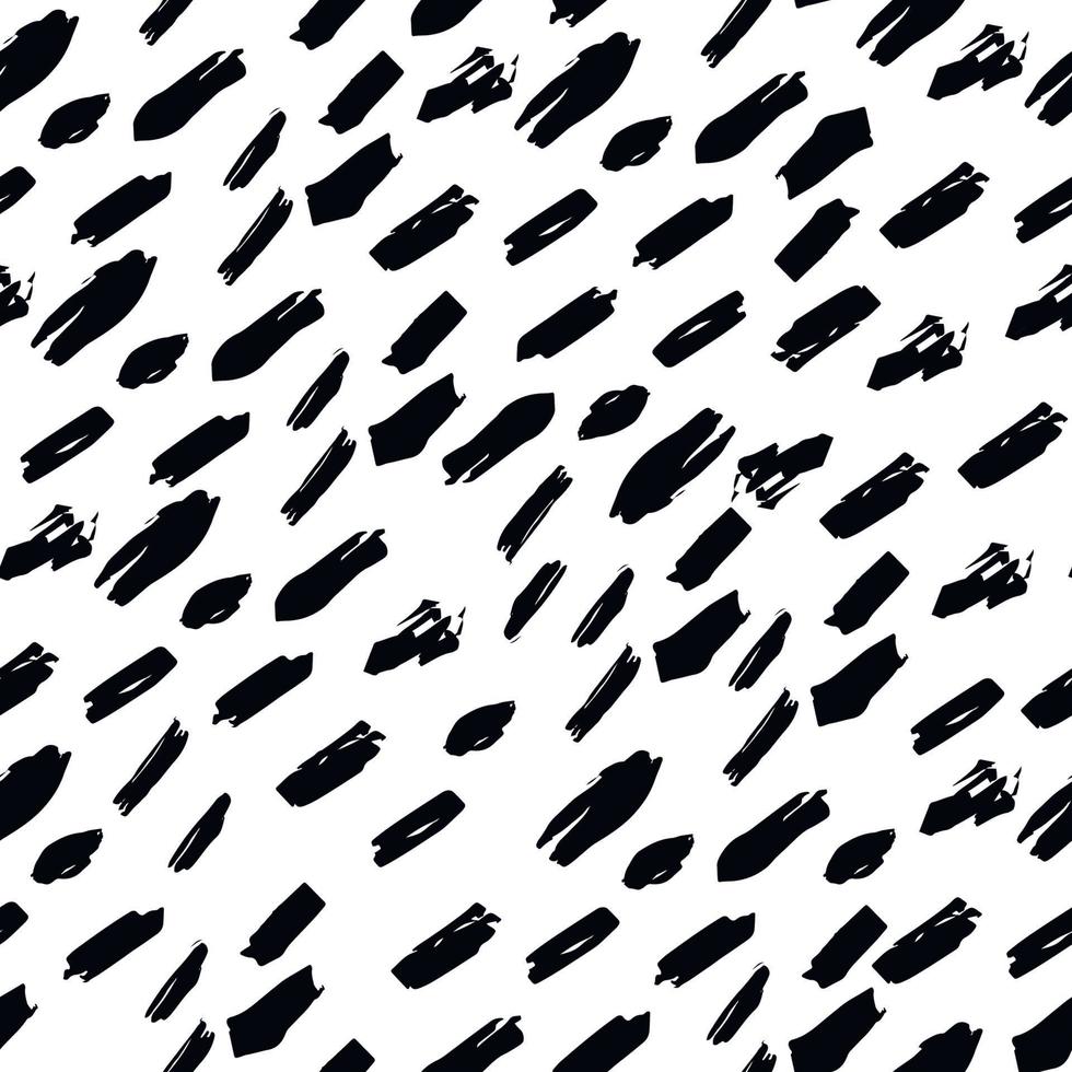 Ink abstract seamless pattern. Background with artistic strips and dots in black and white sketchy style. Design element for backdrops and textile vector