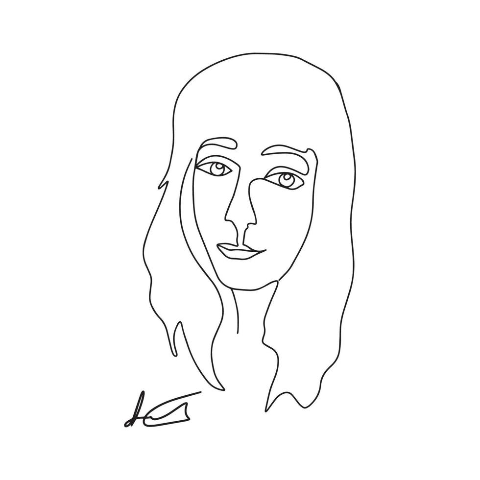 Female face drawn in one line. Girl, woman portrait. Continuous line. Vector stock illustration in a minimalistic style for banners, badges, postcard, tshirt design, prints, posters, logo.