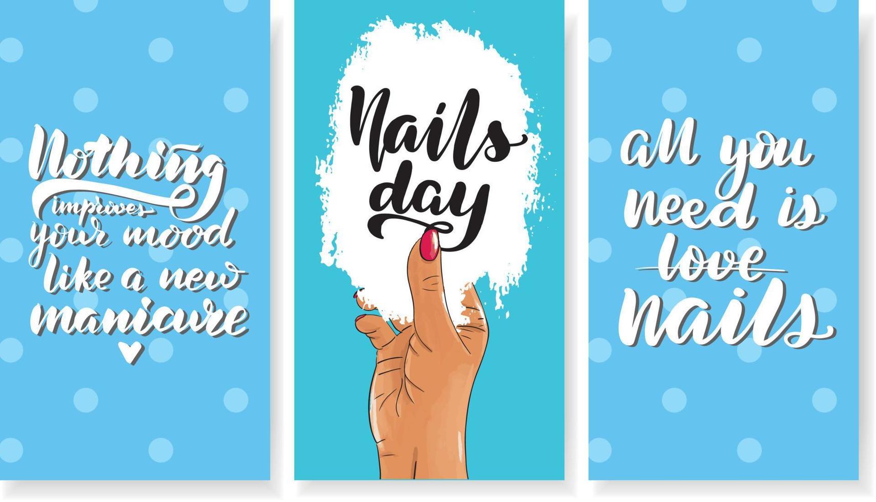 Nails master gift voucher card template. Pop art discount coupon or certificate layout with polka dot shape pattern. Vector fashion blue background design with information text. But first manicure.