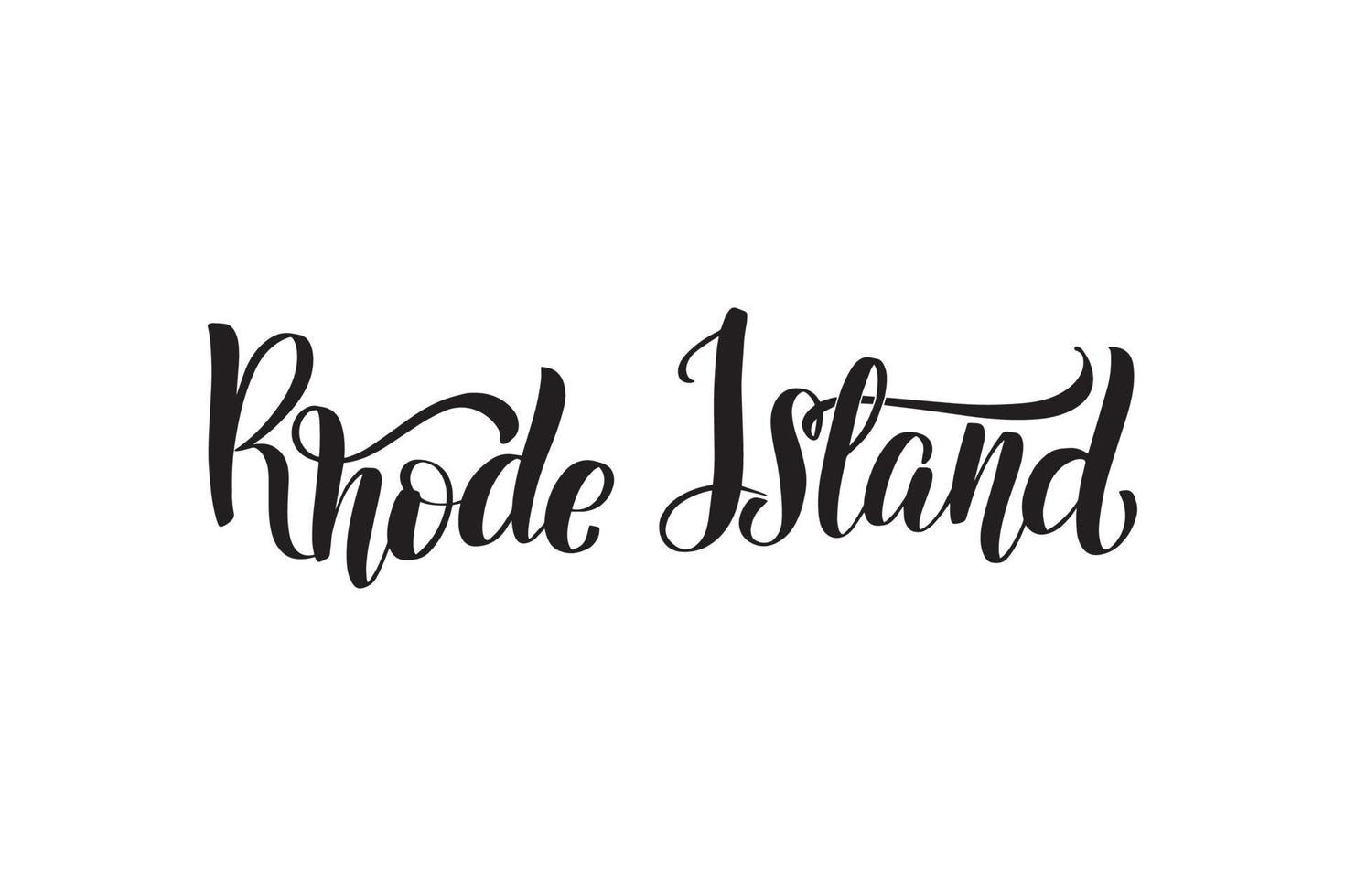 Inspirational handwritten brush lettering Rhode Island. Vector calligraphy illustration isolated on white background. Typography for banners, badges, postcard, tshirt, prints, posters.