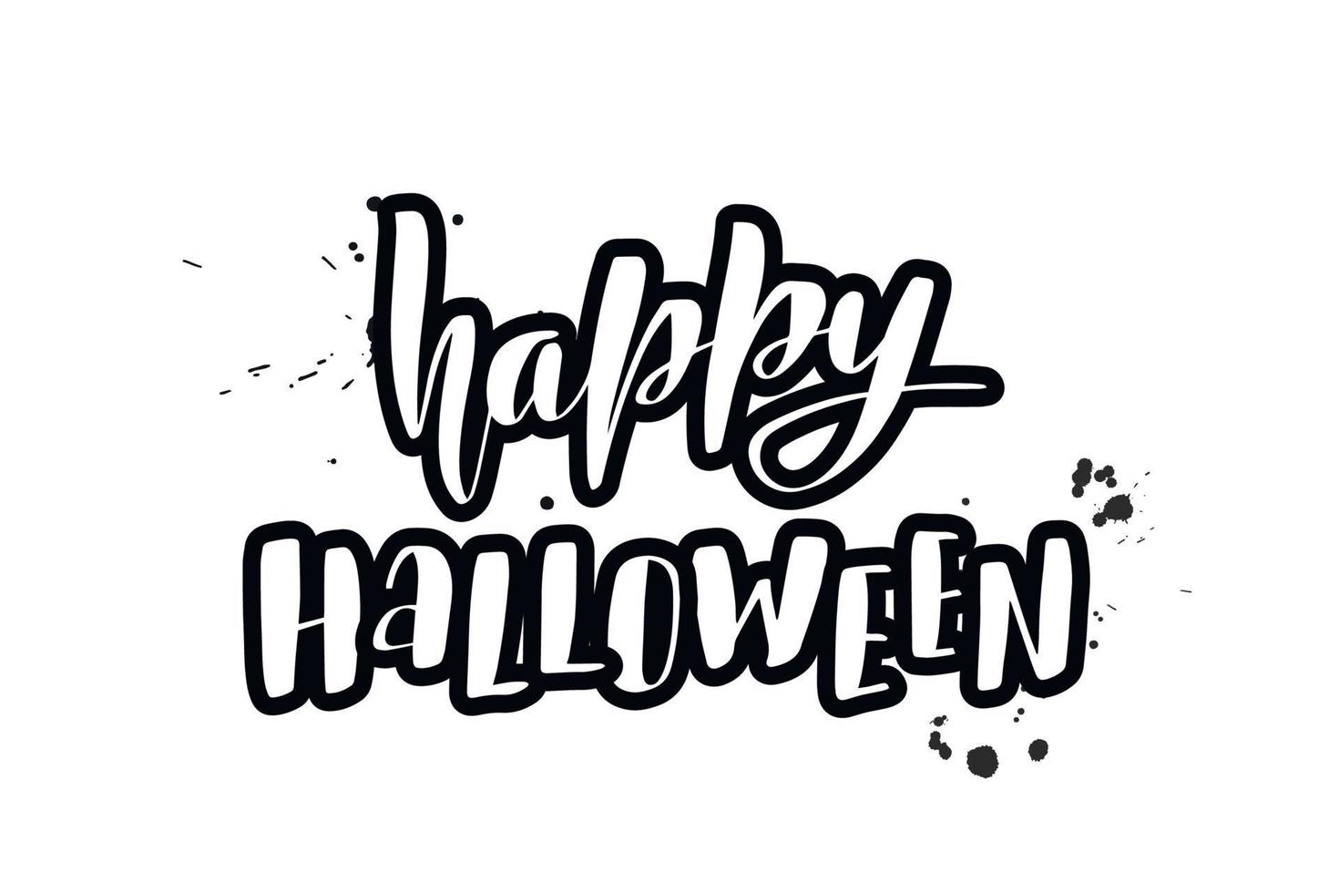 pincel inspirador escrito a mano con letras feliz halloween. ilustración de caligrafía vectorial aislada sobre fondo blanco. tipografía para pancartas, insignias, postales, camisetas, impresiones, carteles. vector