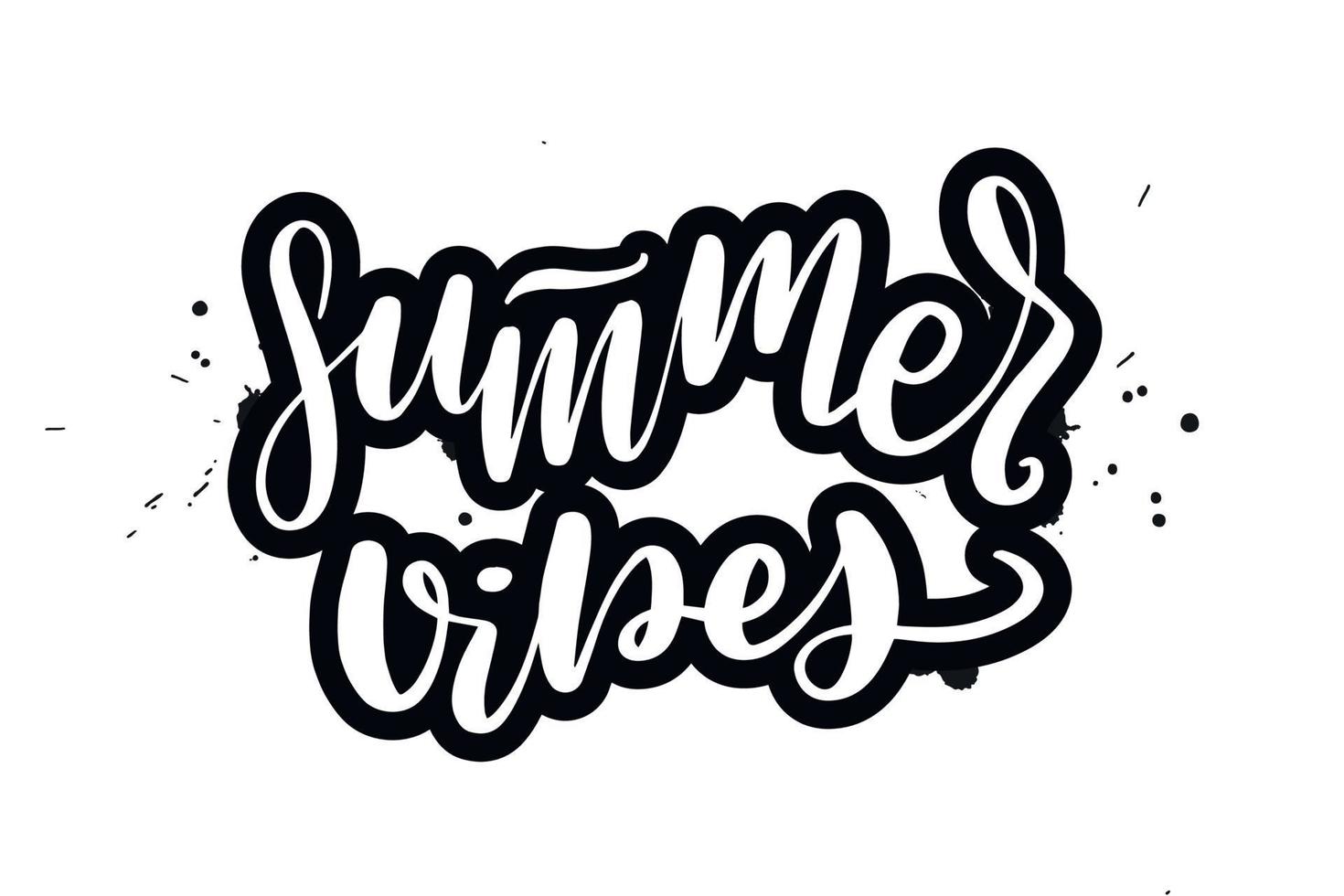 Inspirational handwritten brush lettering summer vibes. Vector calligraphy illustration isolated on white background. Typography for banners, badges, postcard, tshirt, prints, posters.
