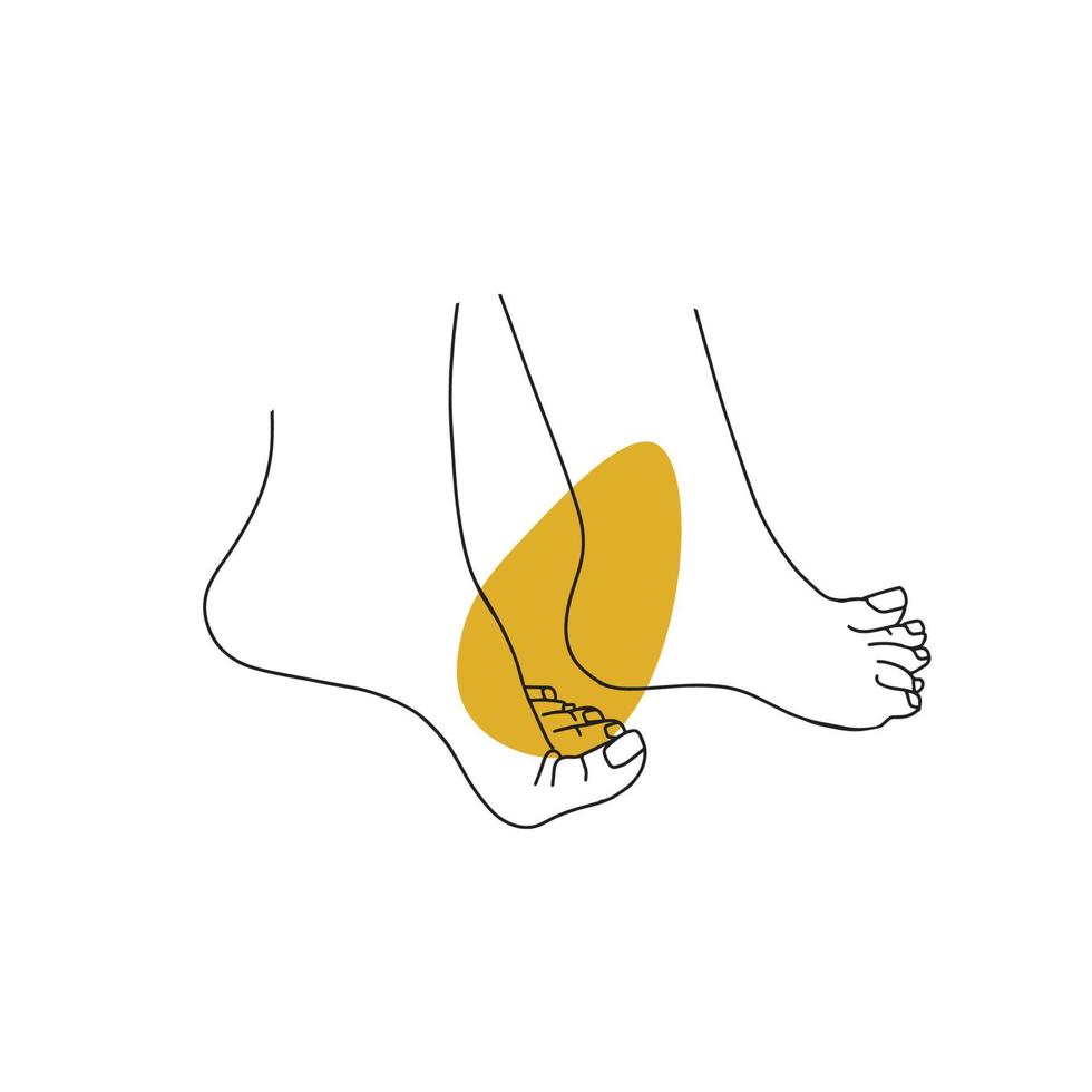 vector de contorno de pies de mujer aislado sobre fondo blanco. pedicura, podología y concepto de vector de cuidado corporal. dibujo lineal de partes del cuerpo. elemento de diseño para iconos web, pedicura, folletos de spa, volantes