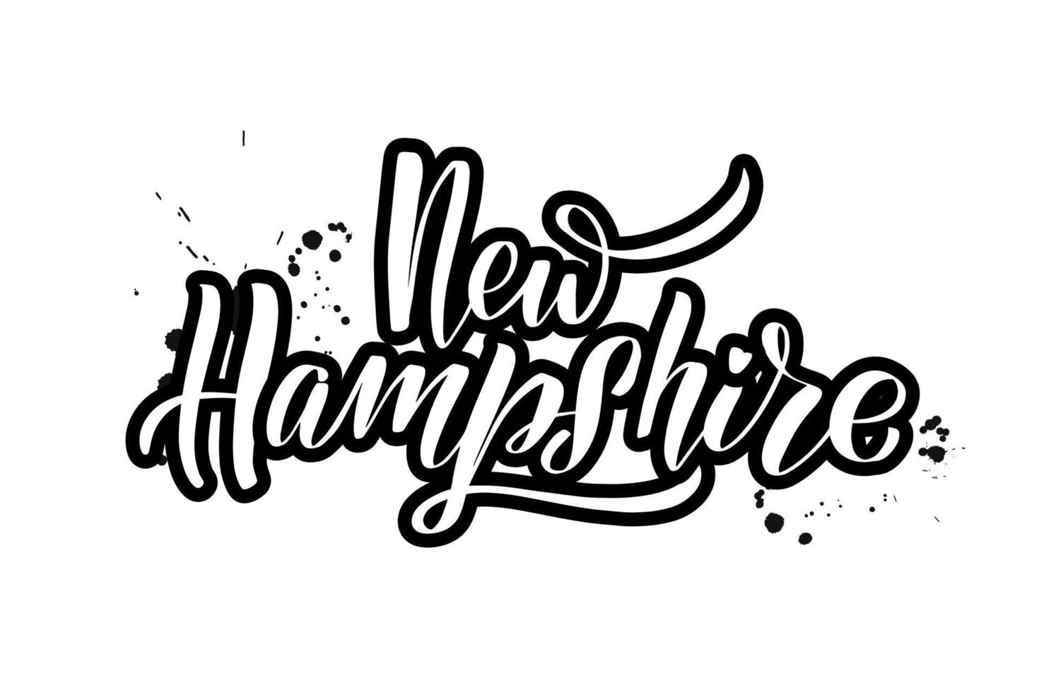 Inspirational handwritten brush lettering New Hampshire. Vector calligraphy illustration isolated on white background. Typography for banners, badges, postcard, tshirt, prints, posters.