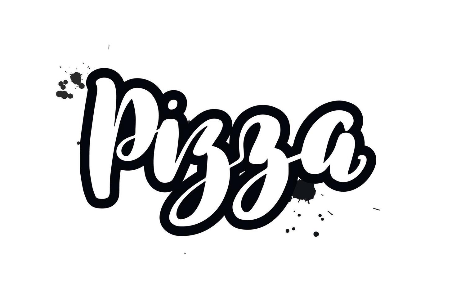 Inspirational handwritten brush lettering pizza. Vector calligraphy illustration isolated on white background. Typography for banners, badges, postcard, tshirt, prints, posters.