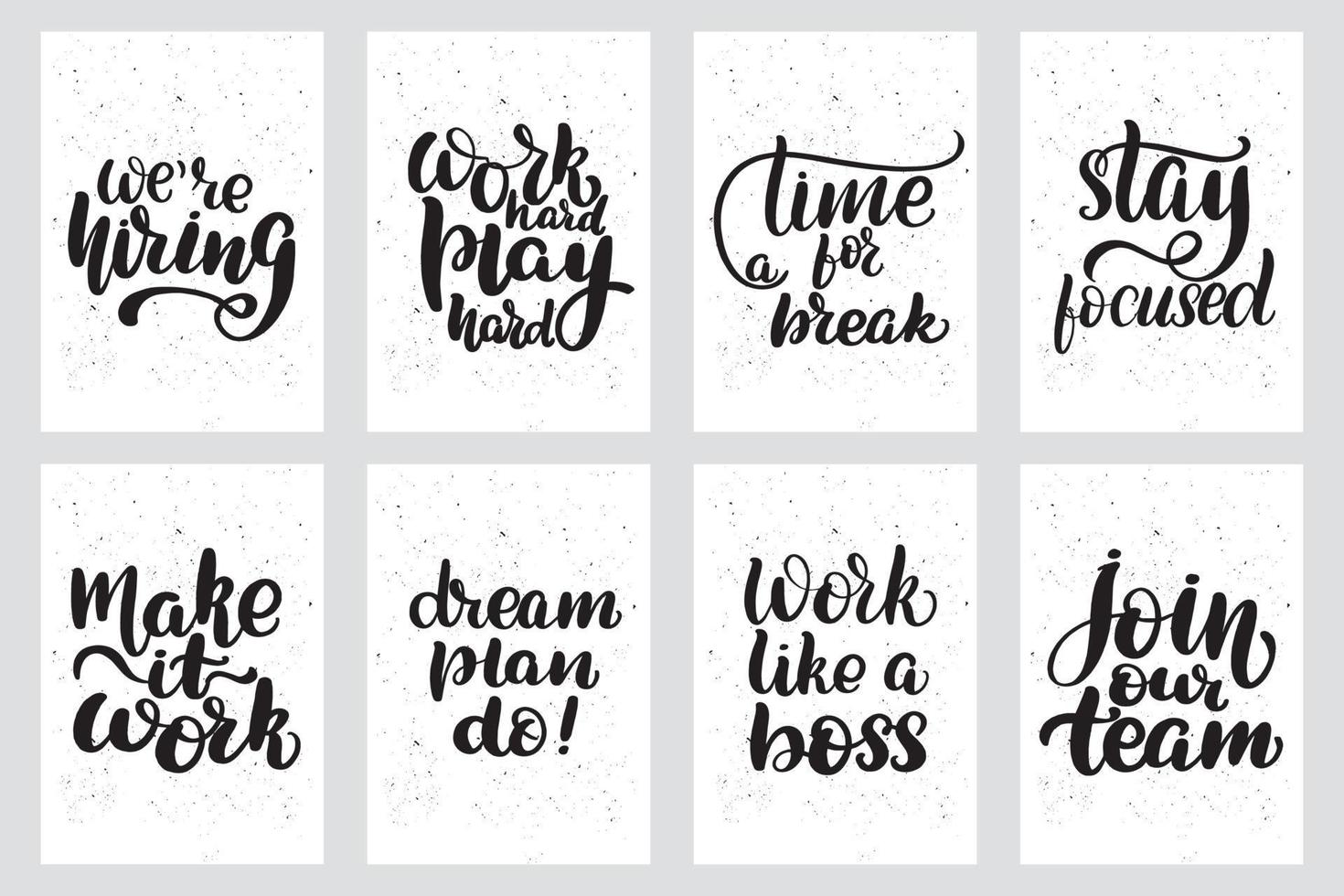 Work lettering postcard set. Sleep quote. Sweet cute hand drawn inspiration typography. Calligraphy postcard poster graphic design element. Hand written sign, vector stock illustration.