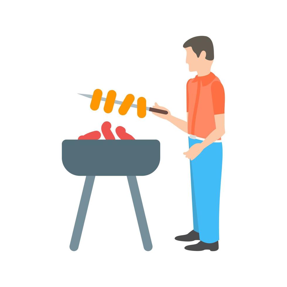 Barbacoa plana icono multicolor vector