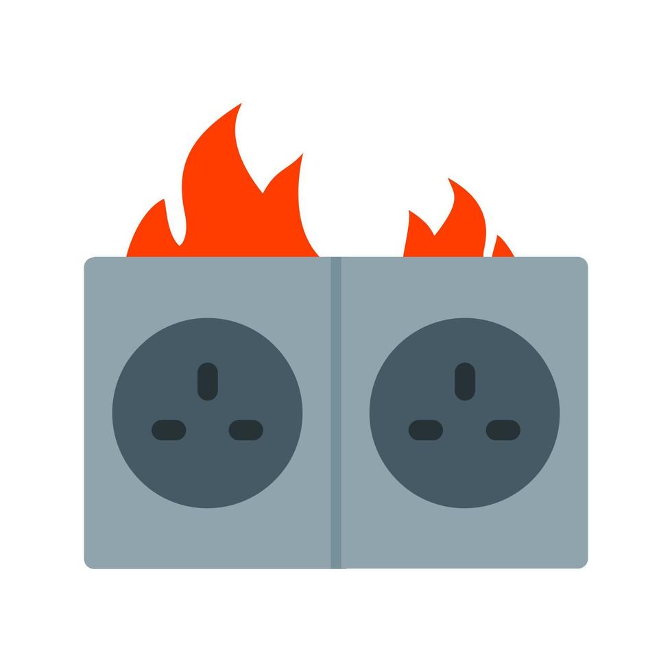 Fire in Socket Flat Multicolor Icon vector