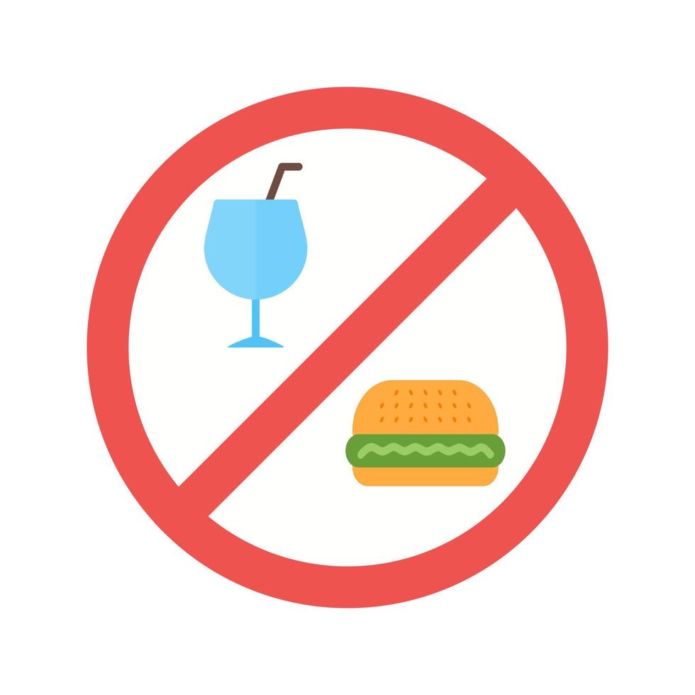 No Food or Drinks Flat Multicolor Icon vector