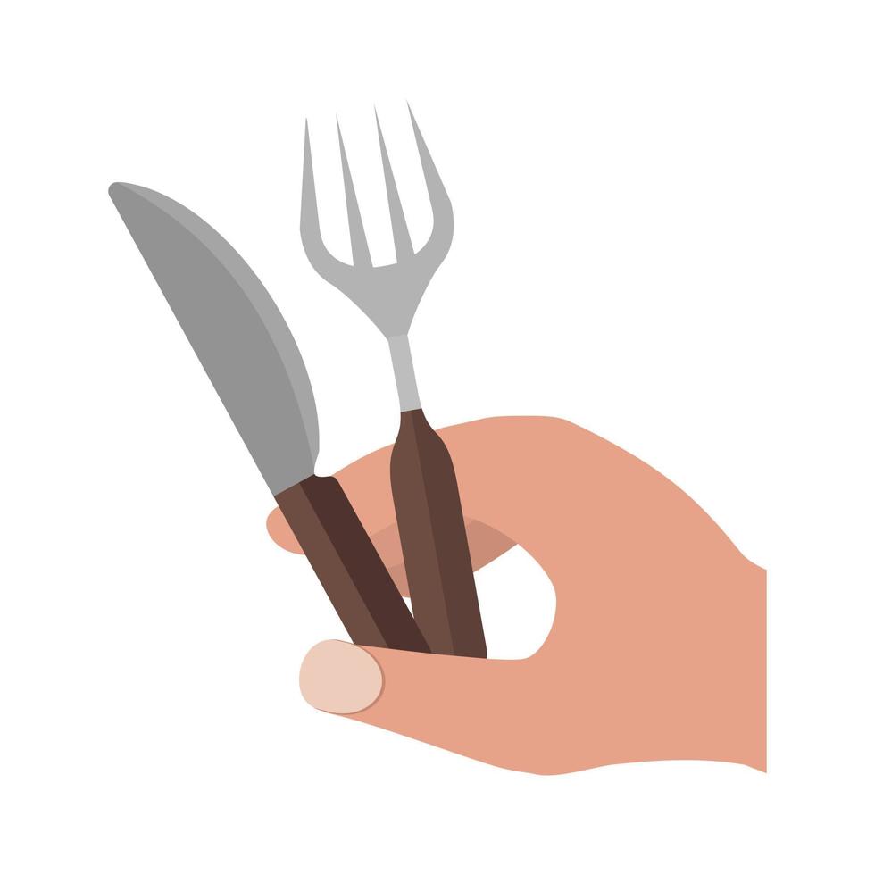 Holding Fork and Knife Flat Multicolor Icon vector