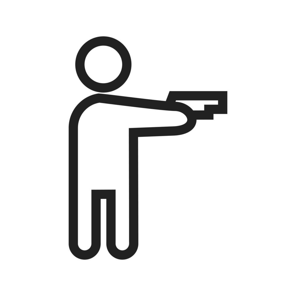 sosteniendo el icono de la línea de pistola vector