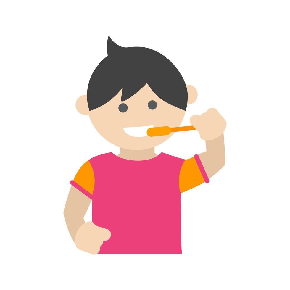 Brushing Teeth Flat Multicolor Icon vector