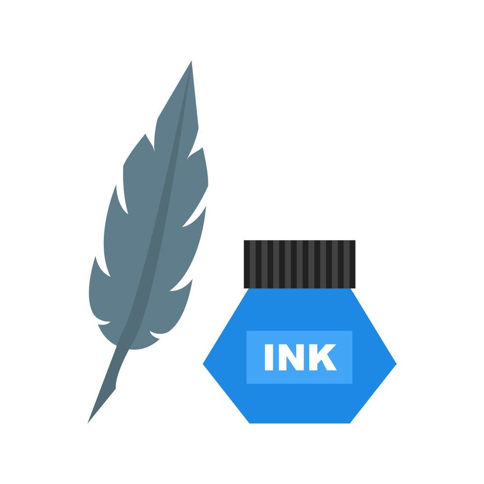 icono multicolor plano de tinta y pluma vector