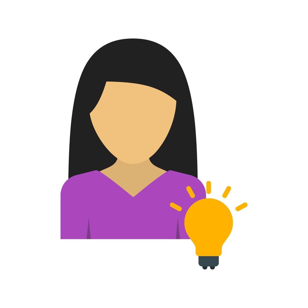 Woman Idea Flat Multicolor Icon vector