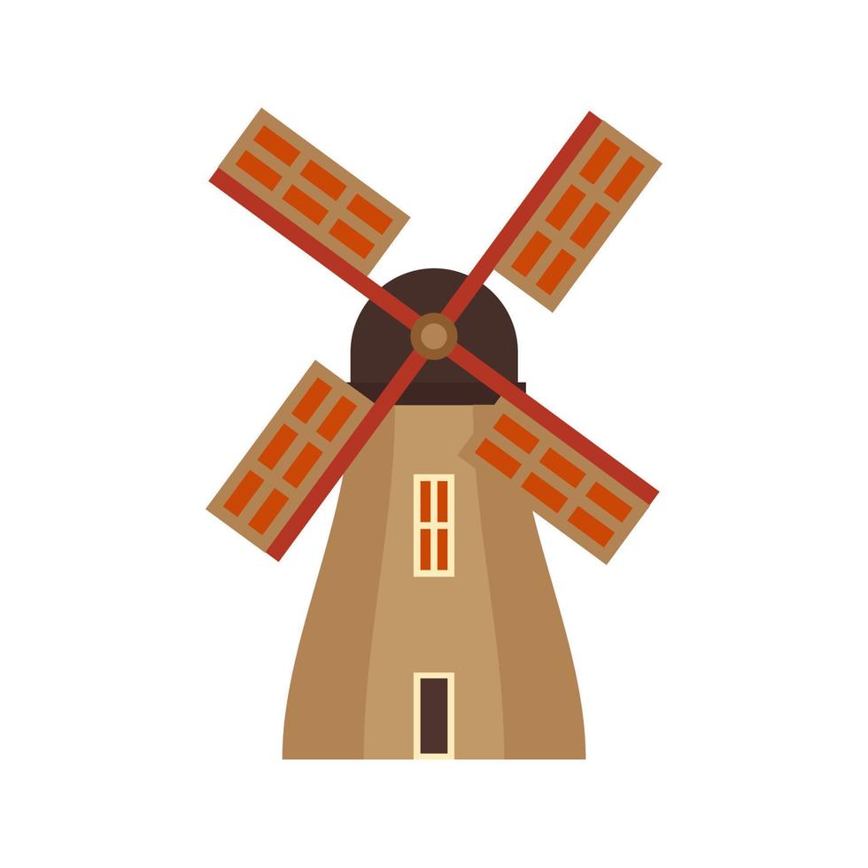 molino de viento, plano, multicolor, icono vector