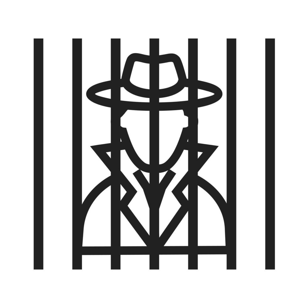 Criminal behind bars Line Icon vector