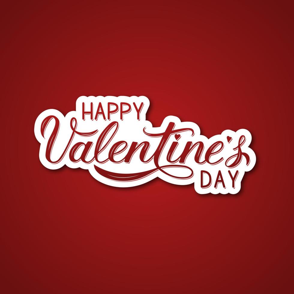 feliz día de san valentín escrito a mano sobre fondo rojo. letras de caligrafía 3d. Plantilla vectorial fácil de editar para tarjeta de felicitación del día de San Valentín, invitación de fiesta, afiches, volante, pancarta, etc. vector