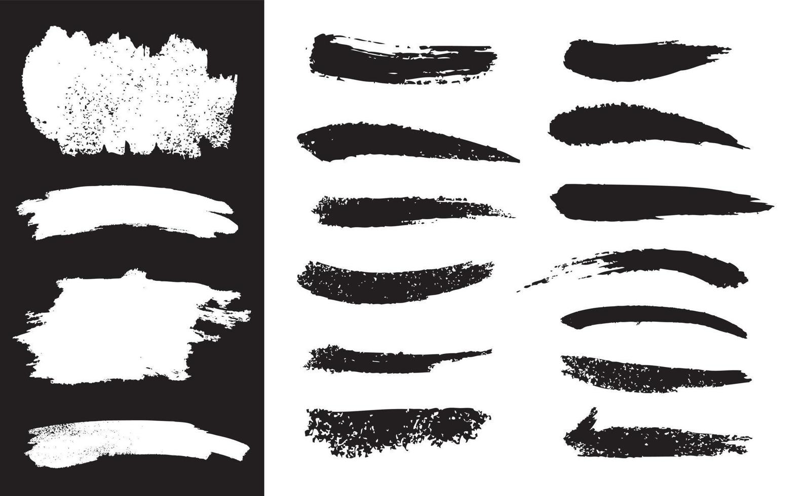 Set of black paint, ink brush strokes vector