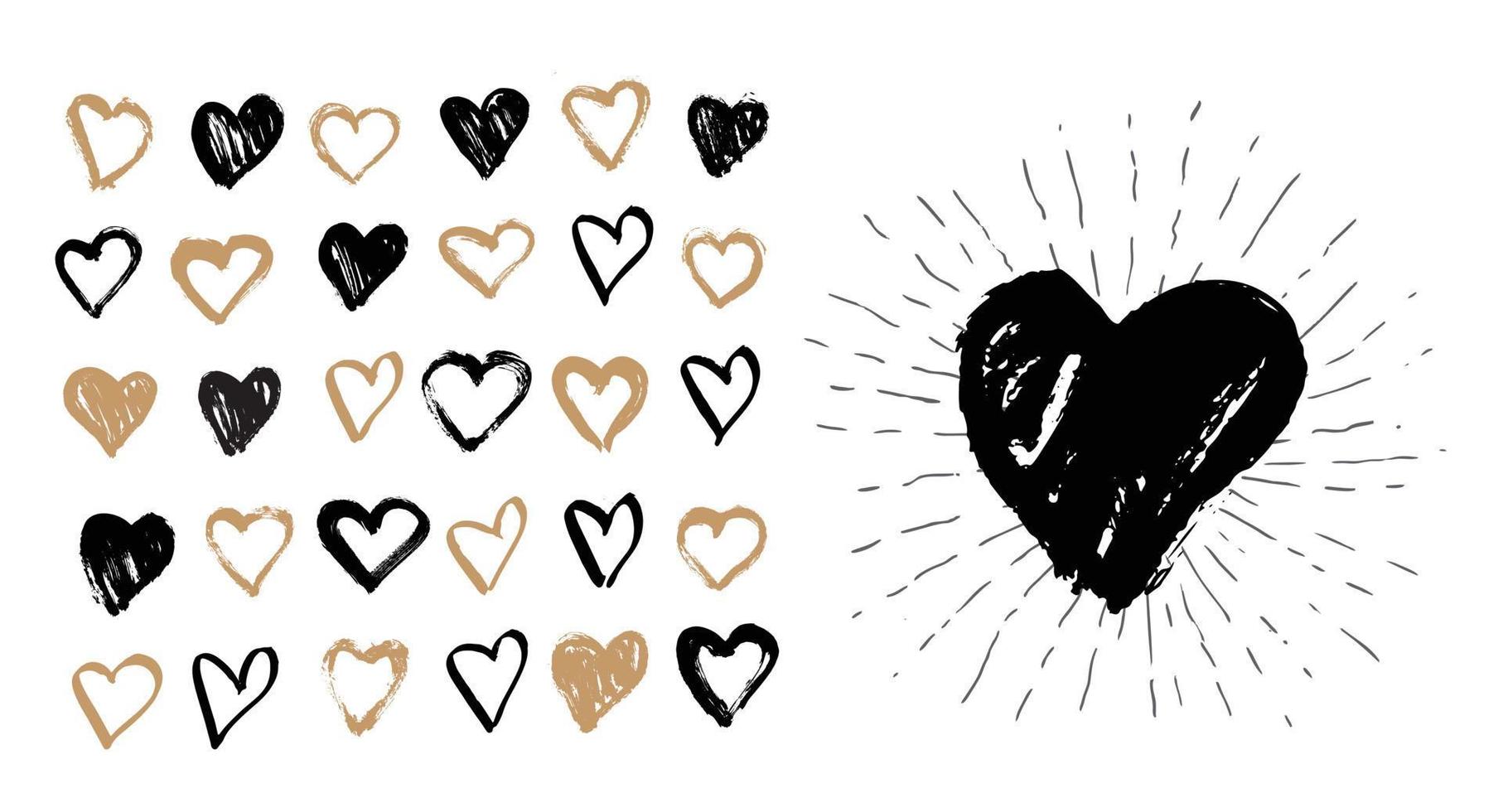 Valentine's day. Set grunge hearts. Hand drawn illustration. Vector. vector