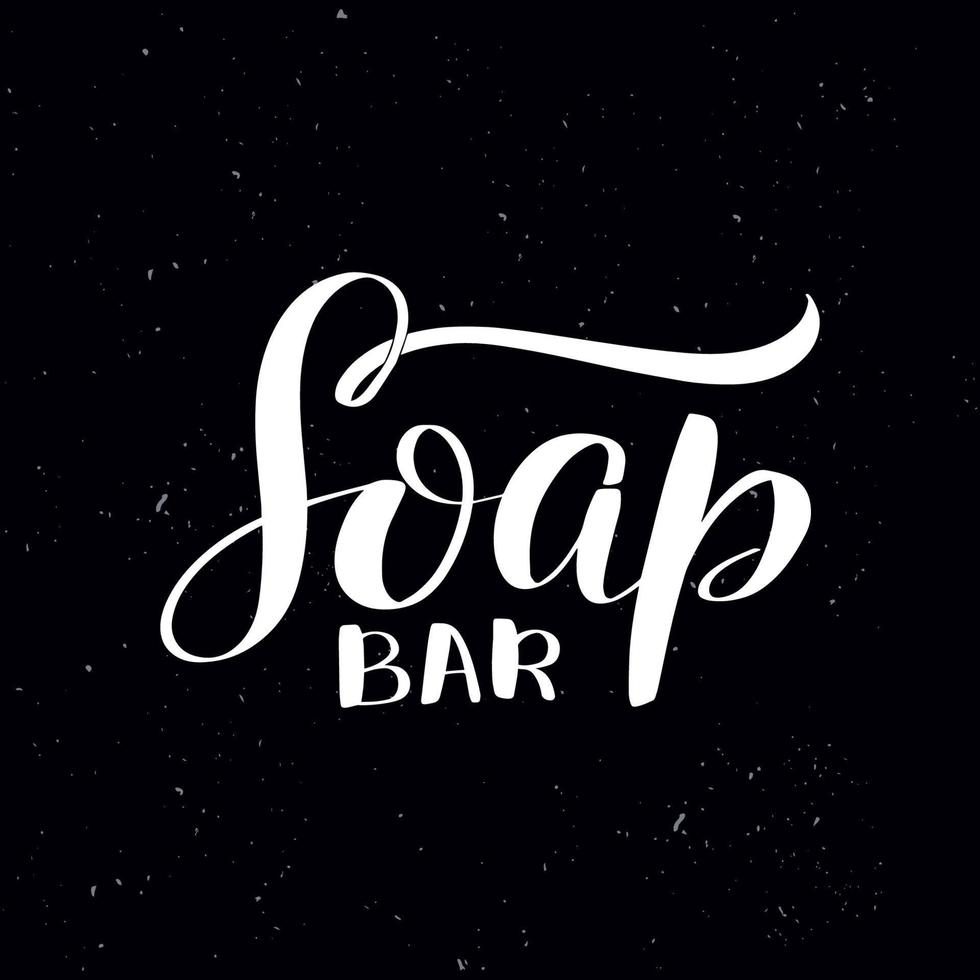 Chalkboard blackboard lettering soap bar. Handwritten calligraphy text, chalk on a blackboard, vector illustration. Greetings for logotype, badge, icon.