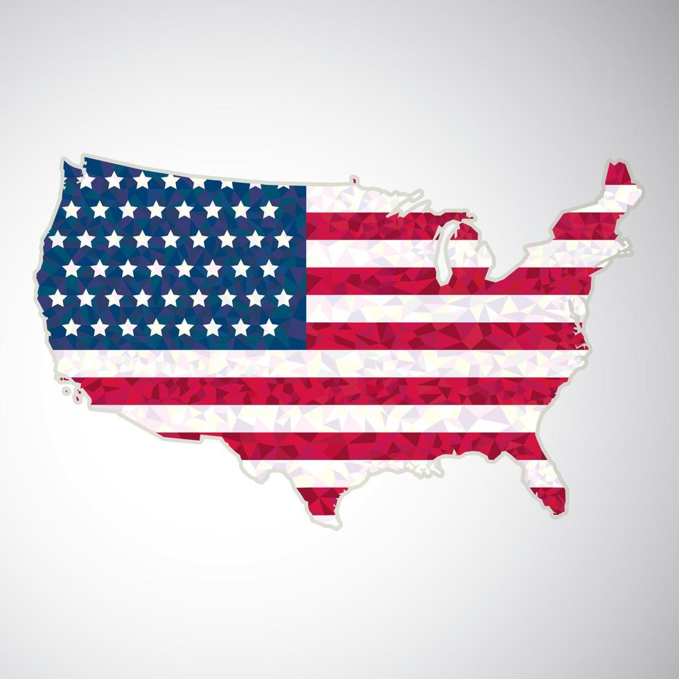 Mapa de los Estados Unidos de América formado por polígonos. vector