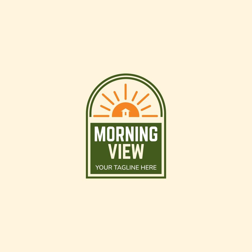Morning view sunrise camp modern logo vector