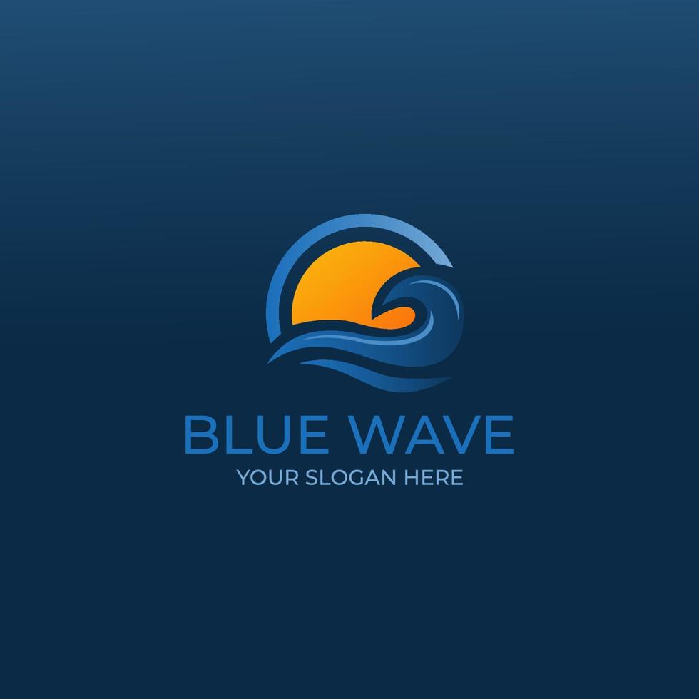 Blue wave modern logo gradient vector