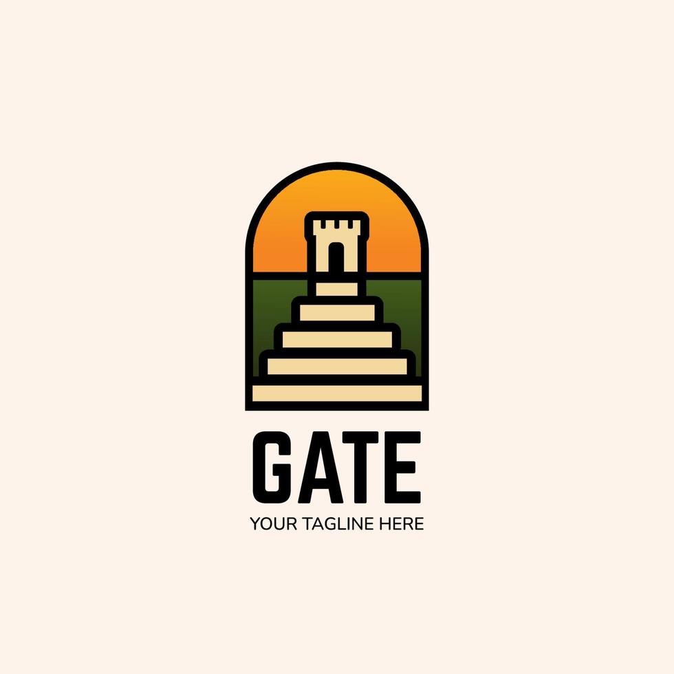 Gate stairs modern logo template vector