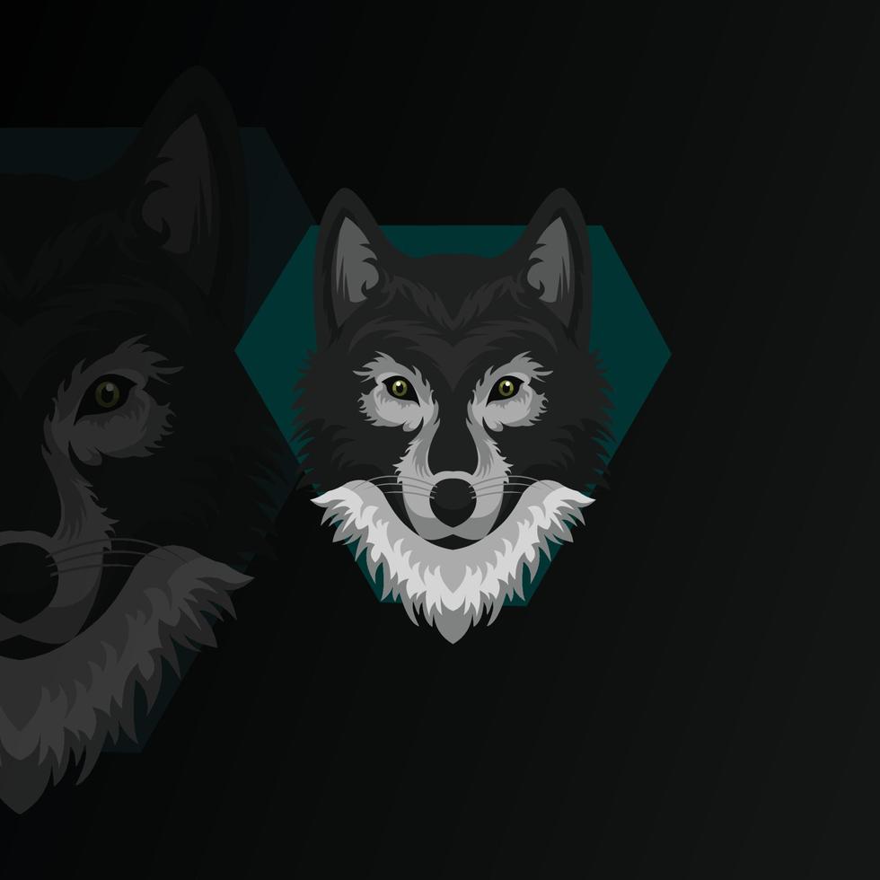 plantilla de logotipo de mascota de dibujos animados de ilustración de lobo vector