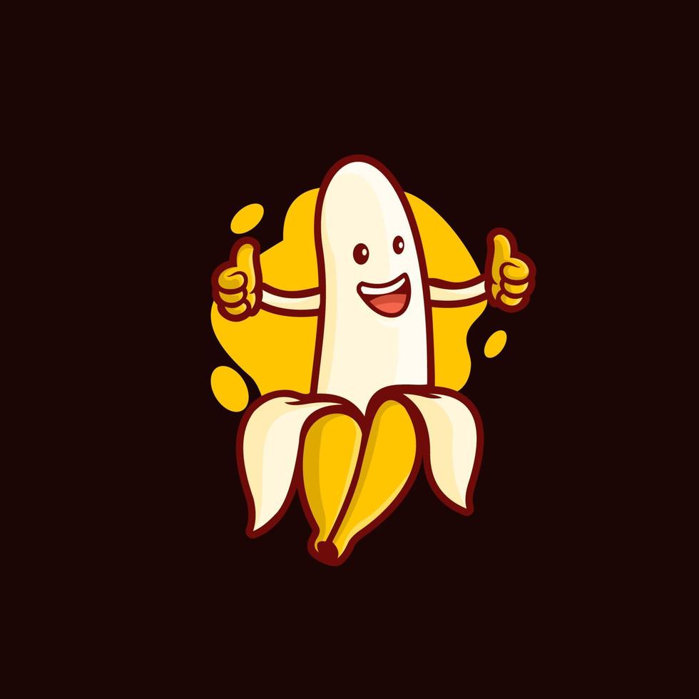 Banana cartoon mascot logo template vector