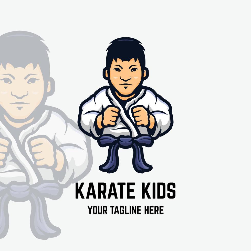 Karate kids cartoon mascot logo template vector